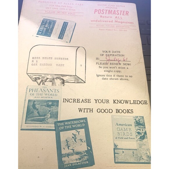 Vintage Game Bird Breeders Pheasant Fanciers Gazette Magazine January 1961 - Picture 4 of 4